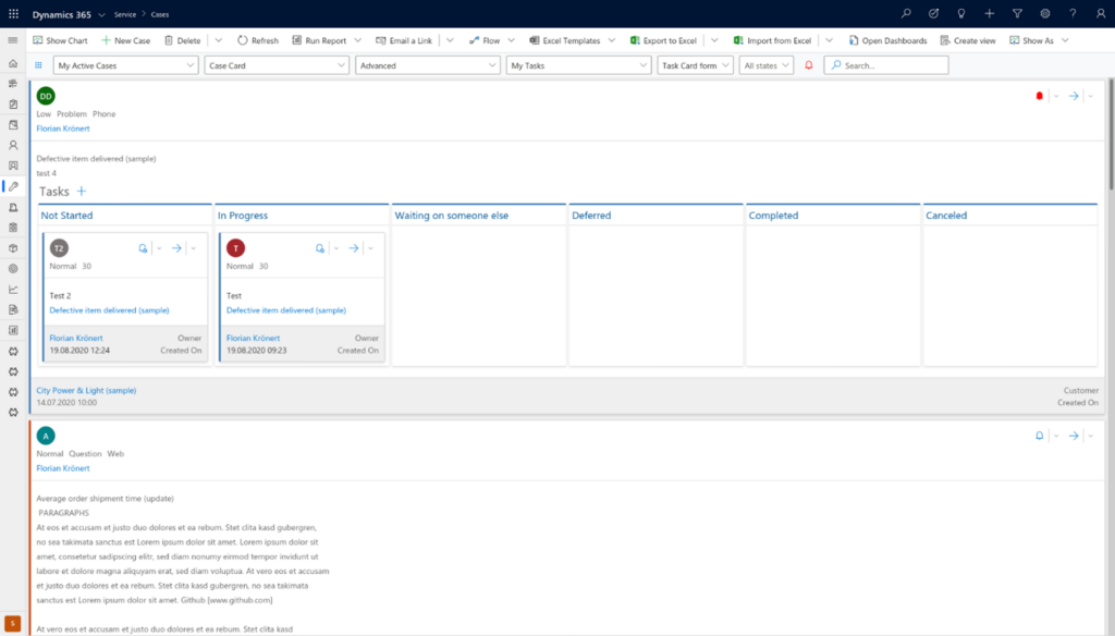 ORBIS Power Kanban: Sub-Entitäten Ansicht