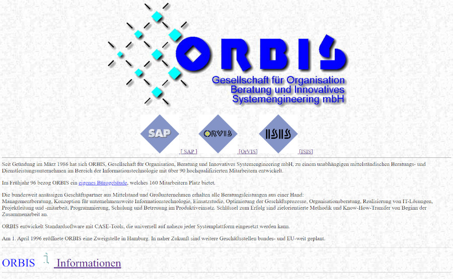 ORBIS Website früher