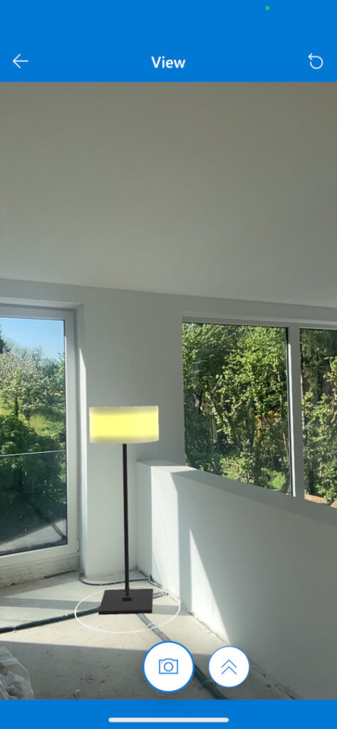Platzierung einer Lampe im Raum durch App Platzierung Lampe
