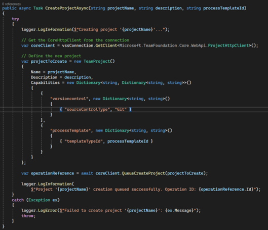 Projektanlage DevOps SDK DevOps SDK