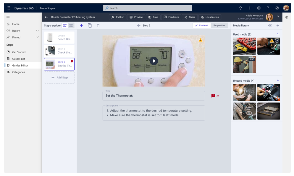 Resco Steps+ Editor im Webbrowser in Dynamics 365 Resco Steps+Editor