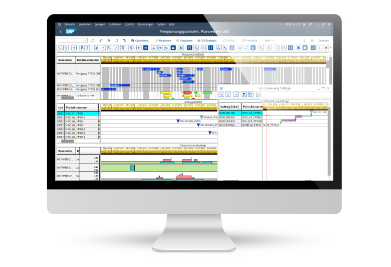Die Oberfläche von SAP MP&S für Ihre Produktionsfeinplanung Oberfläche von SAP MP&S