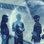 Effizientes Inbound Marketing mit Dynamics 365 Marketing Grafik eines Kundengesprächs mit Zukunftsorientierung